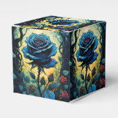 Blauw Roos wijnstokken 1 kubus Bedankdoosjes (Voorkant Zijde)