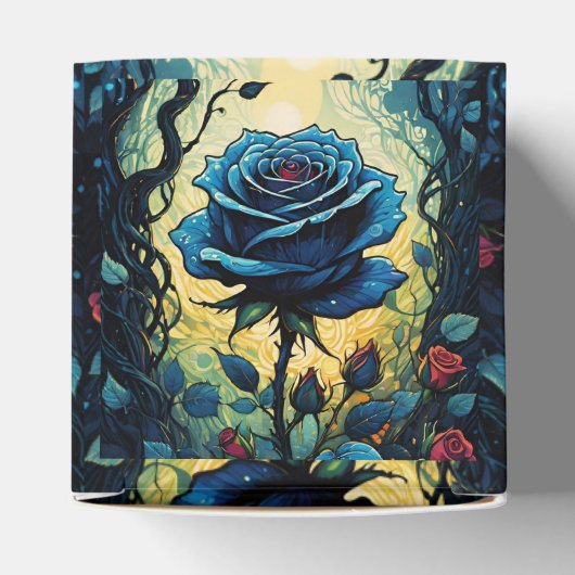 Blauw Roos wijnstokken 1 kubus Bedankdoosjes (Bovenkant)