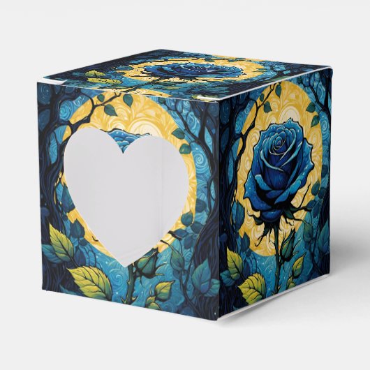 Blauw Roos wijnstokken 3 hart Bedankdoosjes (Voorkant Zijde)