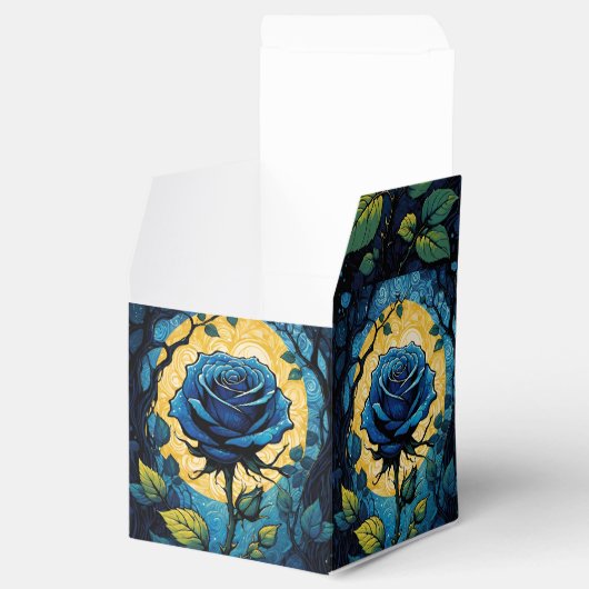 Blauw Roos wijnstokken 3 kubus Bedankdoosjes (Geopend)