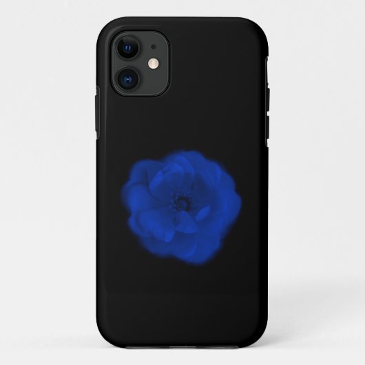 Blauw Roos, zwarte achtergrond. Case-Mate iPhone Case (Achterkant)