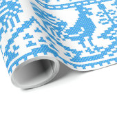 Blauw Rooster kruisstiekontwerp Cadeaupapier (Rol Hoek)
