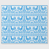 Blauw Rooster kruisstiekontwerp Cadeaupapier (Vlak)