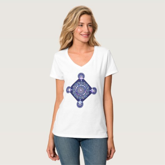 Blauw Rosace T-shirt (Voorkant volledig)