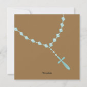 Blauw, Rosary Beads Boys Baptism Invitation Kaart (Achterkant)