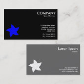 Blauw roterend stersymbool - zwart visitekaartje (Voorkant / Achterkant)