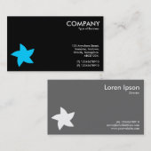 Blauw roterend stersymbool - zwart visitekaartje (Voorkant / Achterkant)