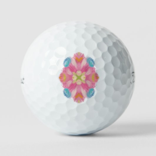 Blauw Roze Abstract Golfballen (Voorkant)