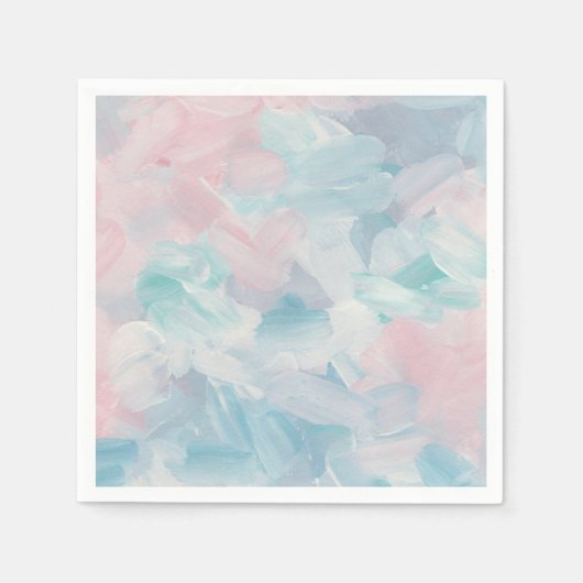 Blauw roze abstract penseelstreekkaart. Pastel zac Servet (Voorkant)