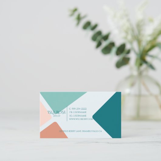 Blauw & Roze Abstract Visitekaartje (Staand voorkant)