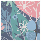 Blauw Roze Abstracte Bloem Stof (Swatch)