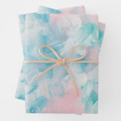 Blauw roze abstracte penseelkunst. Moderne, zachte Inpakpapier Vel (In situ)