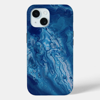 Blauw roze Acrylvezel Abstracte vloeibaarmaking iPhone 15 Case