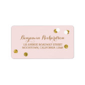 Blauw roze adresetiketten met glitter confetti etiket (Voorkant)