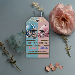 Blauw & Roze Amerikaanse Football Helm Baby shower Cadeaulabel