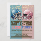 Blauw & Roze Amerikaanse Football Helm Baby shower Kaart (Voorkant)