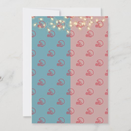 Blauw & Roze Amerikaanse Football Helm Baby shower Kaart (Achterkant)