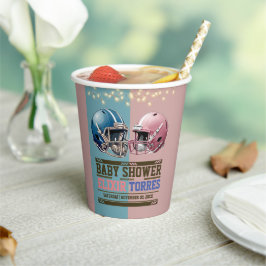 Blauw & Roze Amerikaanse Football Helm Baby shower Papieren Bekers
