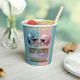 Blauw & Roze Amerikaanse Football Helm Baby shower Papieren Bekers
