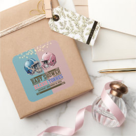 Blauw & Roze Amerikaanse Football Helm Baby shower Vierkante Sticker