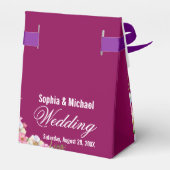 Blauw Roze Aquarel Bloemen Bruiloft Bedankdoosjes (Achterkant)