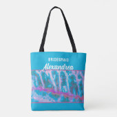 Blauw Roze Aquarel Bruidsmeisje Elegant Op Maat Tote Bag (Achterkant)