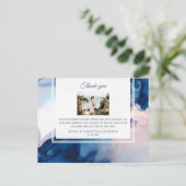 ~ Blauw Roze AR17 - Elegante bruiloft Bedankt Briefkaart (Staand voorkant)