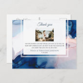 ~ Blauw Roze AR17 - Elegante bruiloft Bedankt Briefkaart (Voorkant / Achterkant)