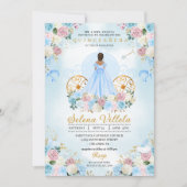 Blauw & Roze Assepoester Carriage Quinceañera Kaart (Voorkant)