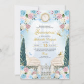 Blauw & Roze Assepoester Prinses Fairy Quinceanera Kaart (Voorkant)