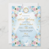 Blauw & Roze Assepoester Prinses Jurk Zoet 16 Kaart (Voorkant)