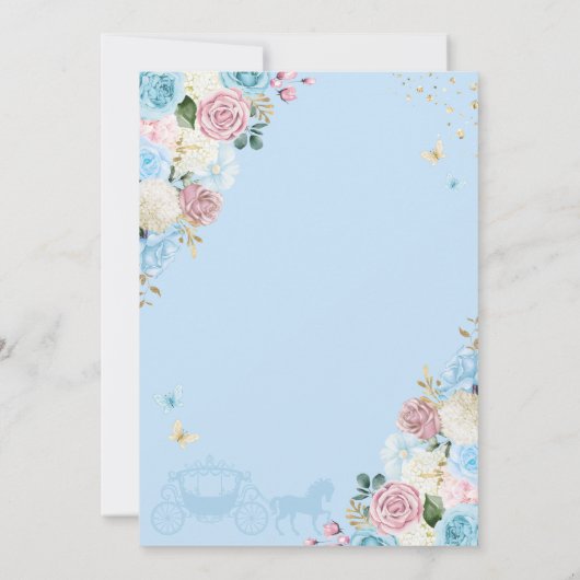 Blauw & Roze Assepoester Prinses Jurk Zoet 16 Kaart (Achterkant)