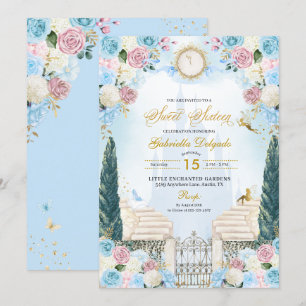 Blauw & Roze Assepoester Prinses Zoet Zestien Kaart