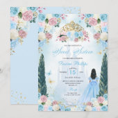 Blauw & Roze Assepoester Sprookje Prinses Zoet 16 Kaart (Voorkant / Achterkant)