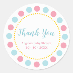Blauw & Roze Baby Shower Bedankt Stickers