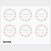 Blauw & Roze Baby shower Dank u Stickers (Vel)