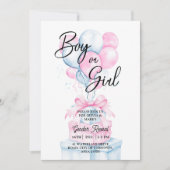 Blauw Roze Ballon Verrassingsdoos Geslacht onthull Kaart (Voorkant)