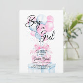 Blauw Roze Ballon Verrassingsdoos Geslacht onthull Kaart (Staand voorkant)