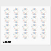 Blauw Roze Ballonnen Bloemen Tweeling Baby shower Ronde Sticker (Vel)