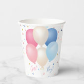 Blauw Roze Ballonnen & Confetti Genderneutraal Papieren Bekers (Voorkant)
