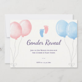 Blauw roze ballons Geslacht onthullen Party Kaart