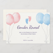 Blauw roze ballons Geslacht onthullen Party Kaart (Voorkant / Achterkant)