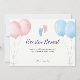 Blauw roze ballons Geslacht onthullen Party Kaart