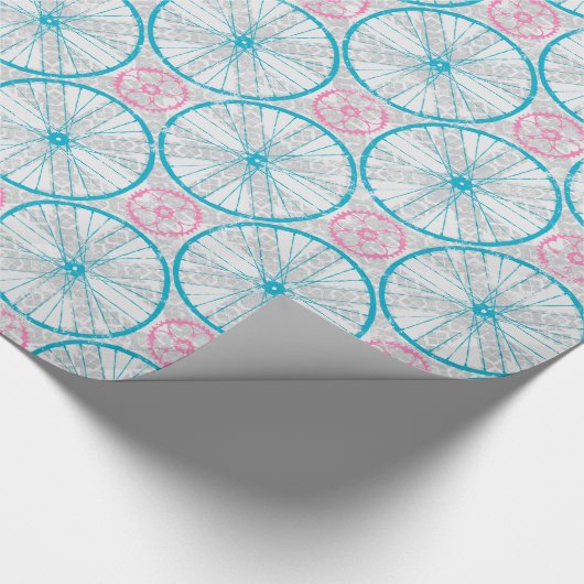 Blauw roze - Bike Wheels Pattern Cadeaupapier (Hoek)