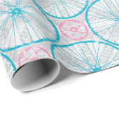 Blauw roze - Bike Wheels Pattern Cadeaupapier (Rol Hoek)