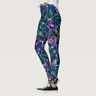 Blauw roze Blauwgroen kosmische Abstracte gloed vo Leggings