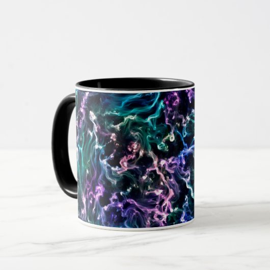 Blauw roze Blauwgroen kosmische Abstracte gloed vo Mok (Voorkant links)