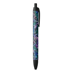 Blauw roze Blauwgroen kosmische Abstracte gloed vo Zwarte Inkt Pen