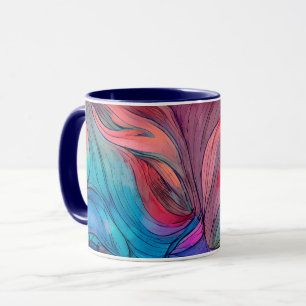 Blauw roze Blauwgroen Lila Waterverf Inkt Abstract Mok