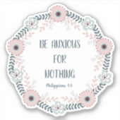 Blauw Roze Bloem Bijbelvers Angst Sticker (Voorkant)